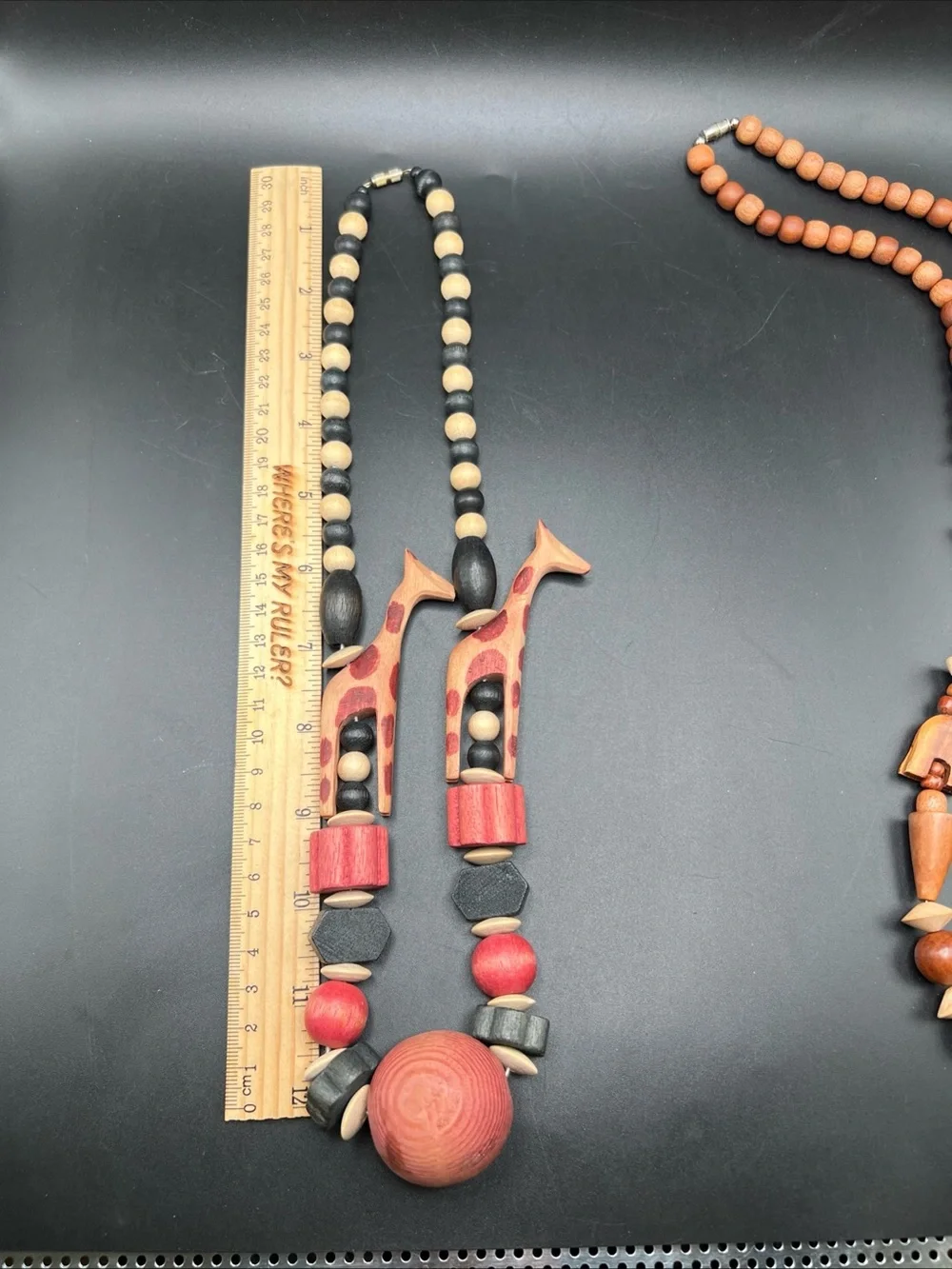 9 pc Lot Safari Theme Jewelry Collection Wood Carved Browns Black Vintage To Now